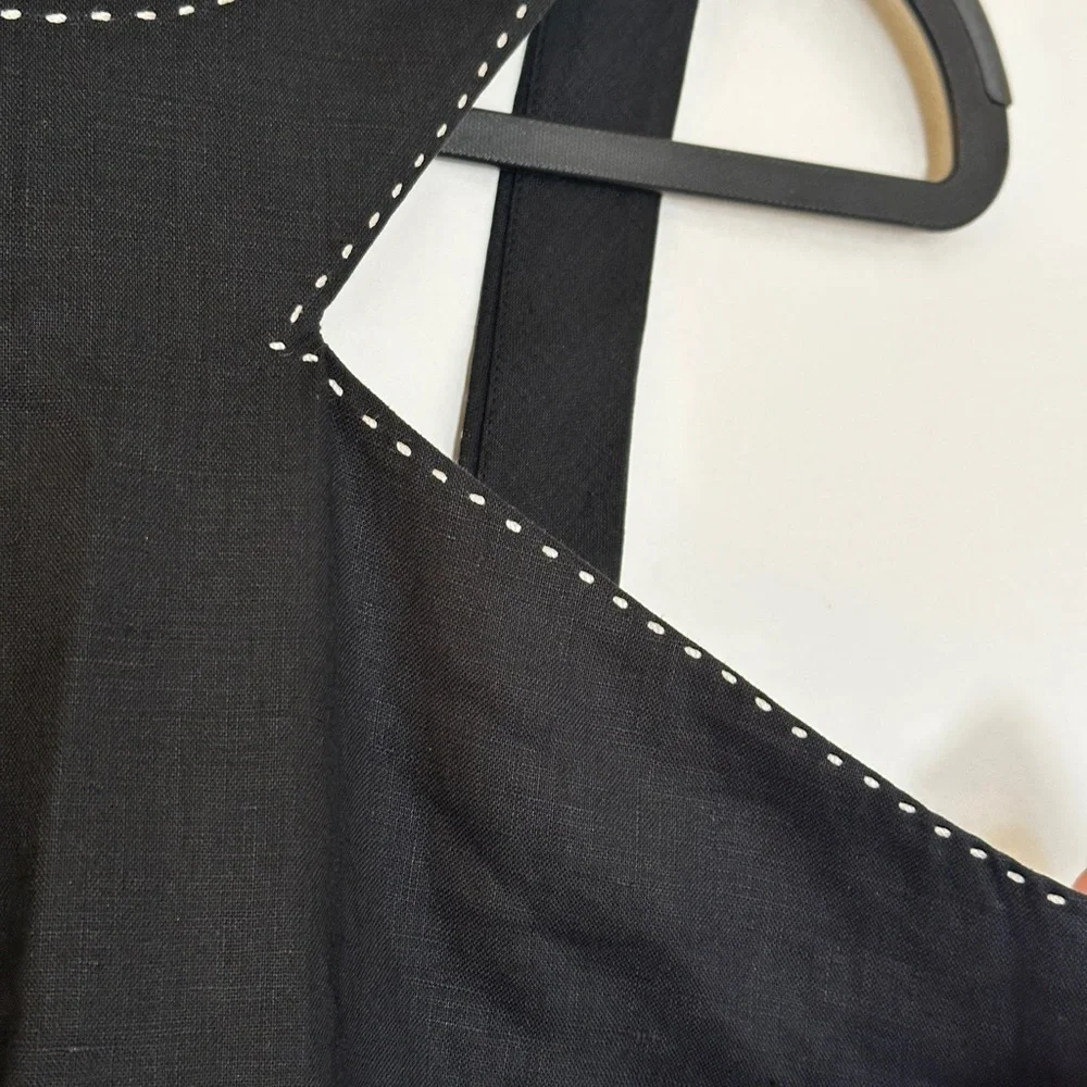 Lauren Ralph Lauren Black Linen Sheath Dress Size 8 - Midi Classic Summer Fall - Picture 4 of 8